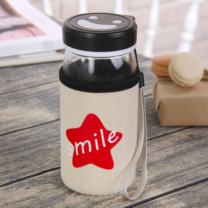 Бутылка 430 мл "Улыбка", цвета и рисунок МИКС