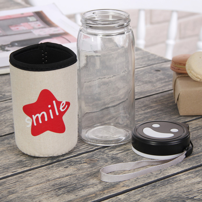 Бутылка 430 мл "Улыбка", цвета и рисунок МИКС