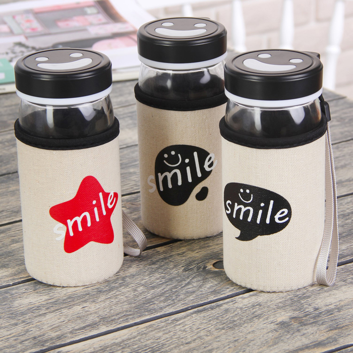 Бутылка 430 мл "Улыбка", цвета и рисунок МИКС