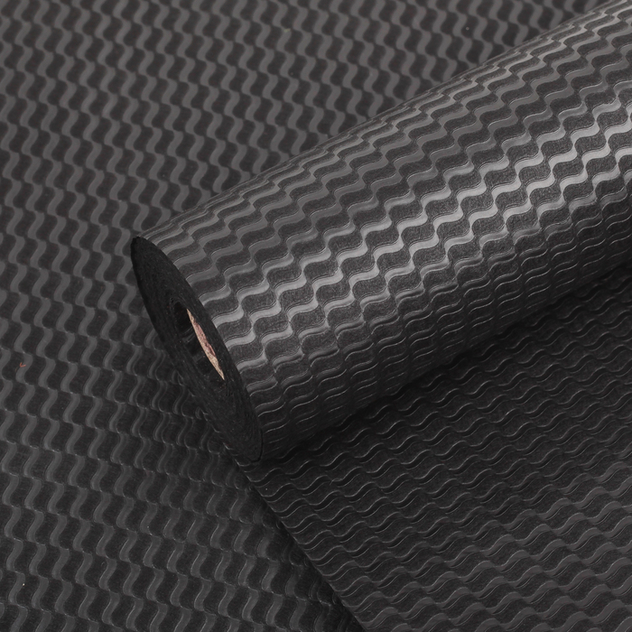 Фетр ламинированный рельефный "Волны", черный,50 см х 10 м