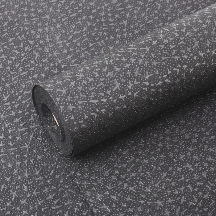 Фетр ламинированный рельефный "Звёзды", чёрный, 50 см х 10 м