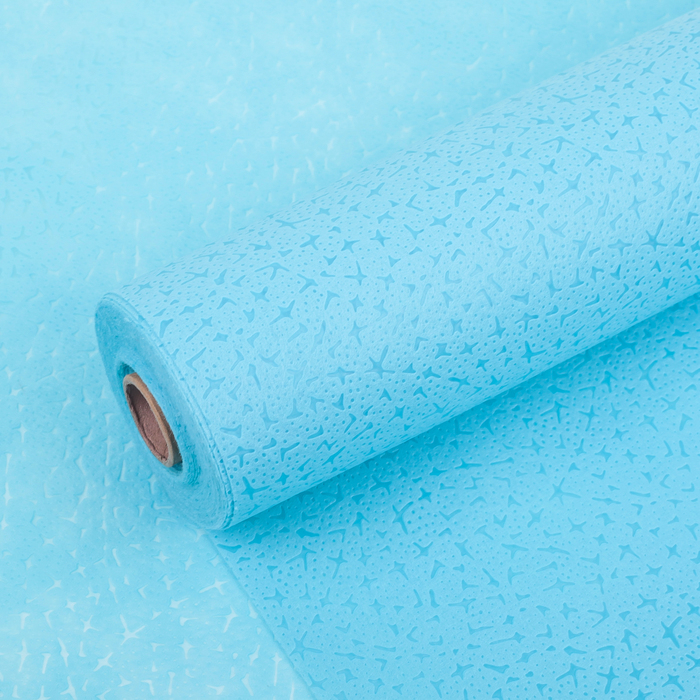 Фетр ламинированный рельефный "Звёзды", голубой, 50 см х 10 м