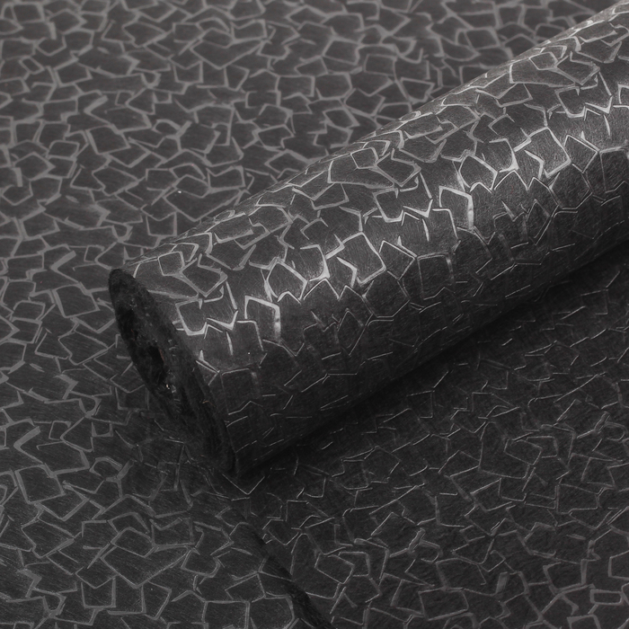 Фетр ламинированный рельефный "Камни", черный, 50 см x 10 м