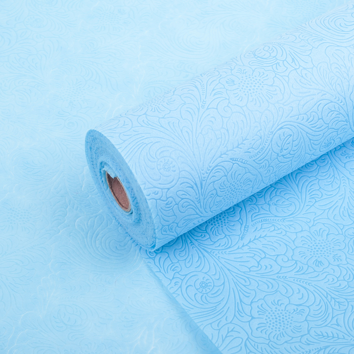 Фетр ламинированный рельефный "Цветы", голубой, 50 см х 10 м