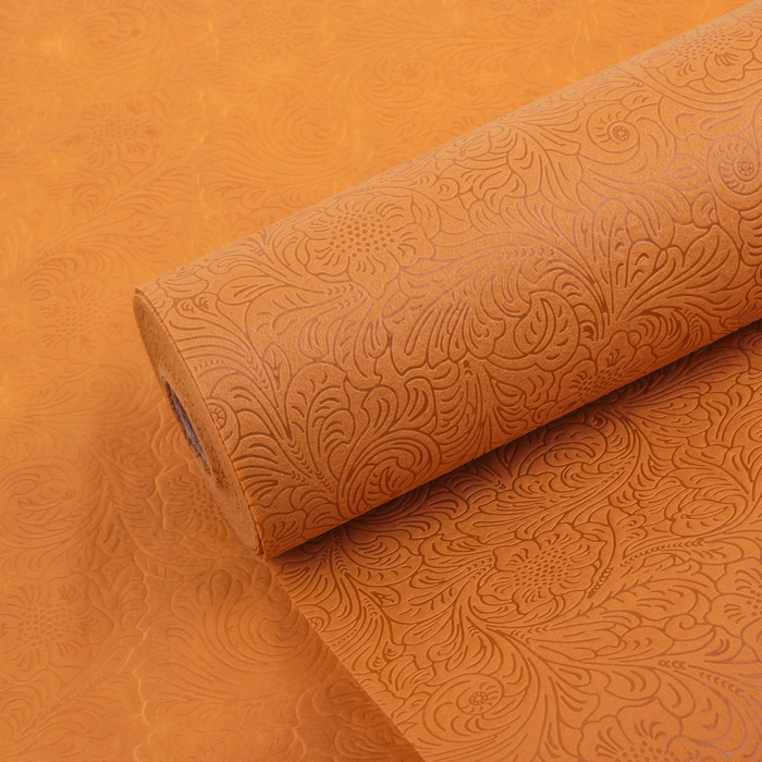 Фетр ламинированный рельефный "Цветы", терракотовый, 50 см х 10 м