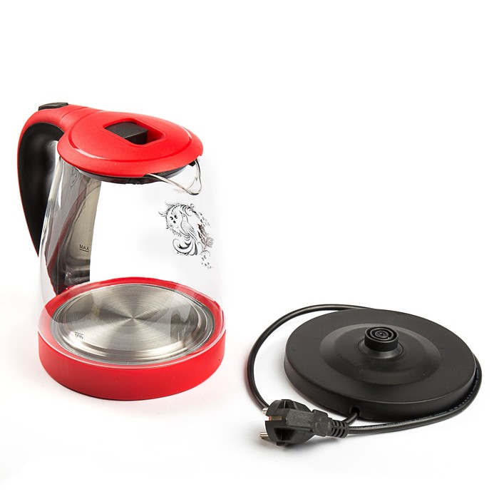 Электрочайник VC-3242, 2200 Вт, 1,9 л, пластик, вращение чайника 360°, подсветка, красный