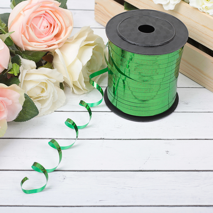 Лента голографическая 0,5 см х 225 м, зеленая
