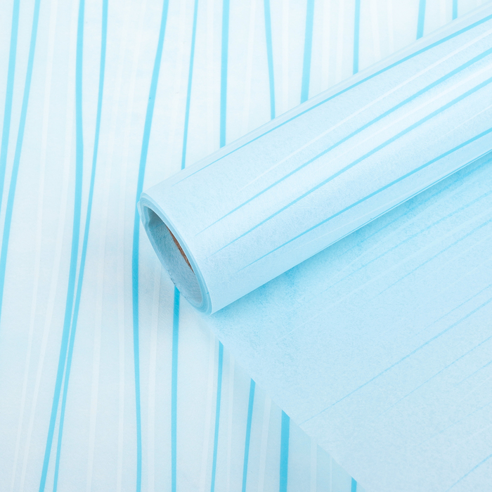 Фетр ламинированный "Линии", голубой, 0,6 х 5 м