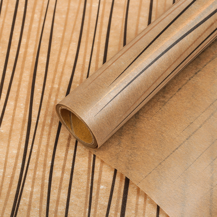 Фетр ламинированный "Линии", золотой, 0,6 х 5 м