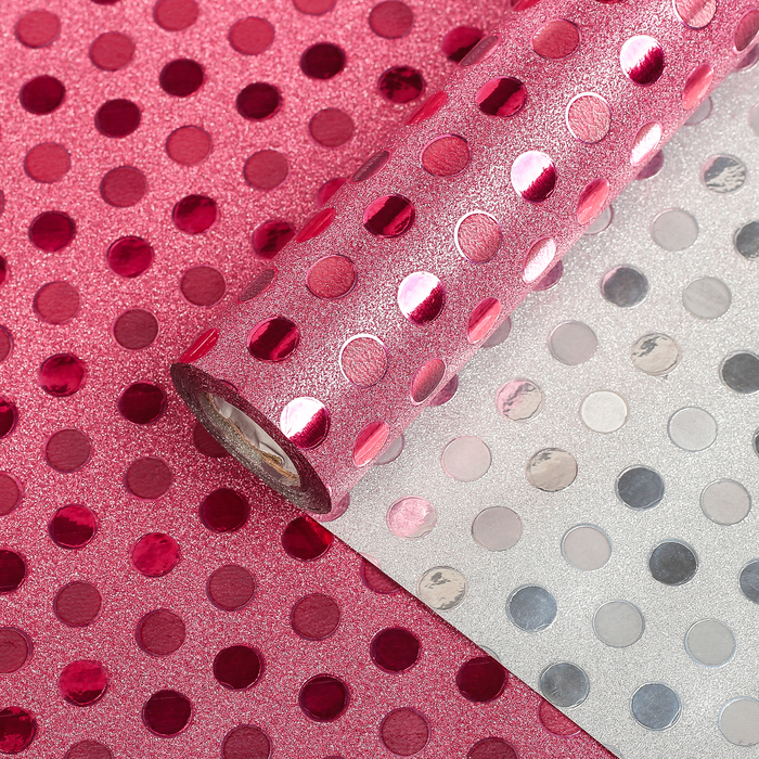 Плёнка с блестками 0,5 х 10 м цвет красный