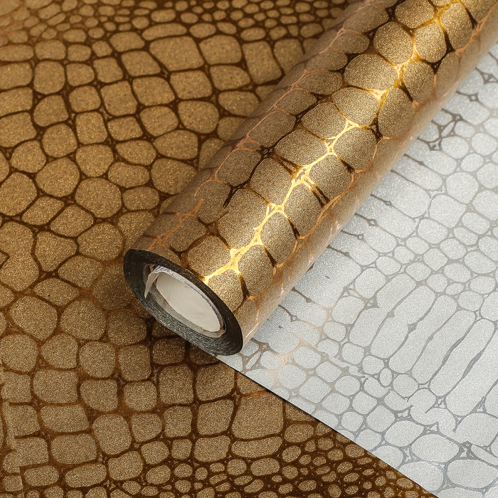 Плёнка с блестками "Питон", коричневый, 0,5 х 10 м