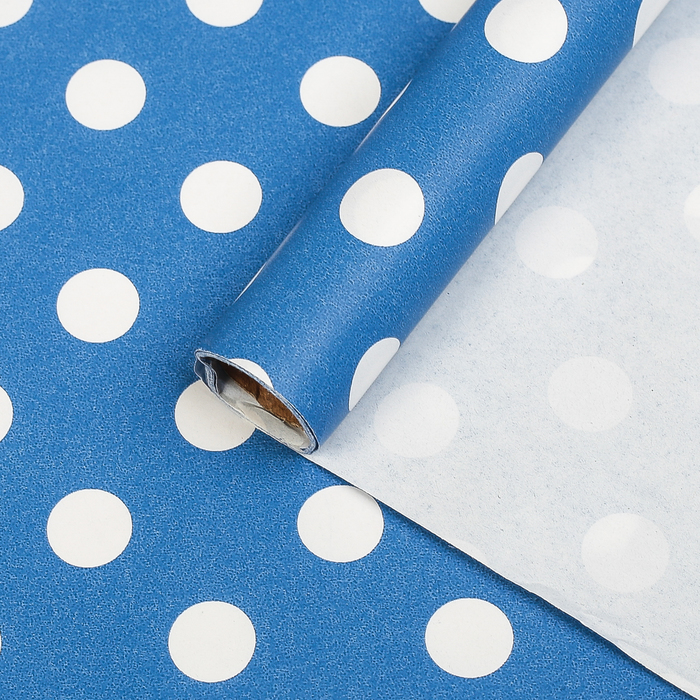 Бумага упаковочная, "Горох", синий, 0,7 х 2 м