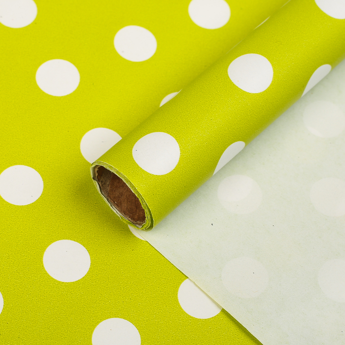 Бумага упаковочная, "Горох", зелёный, 0,7 х 2 м