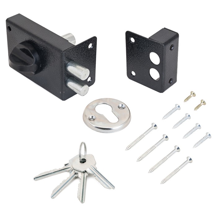 Замок накладной Димитровград "Омега" ЗН 1-2Р, 2 ригеля, цвет черный