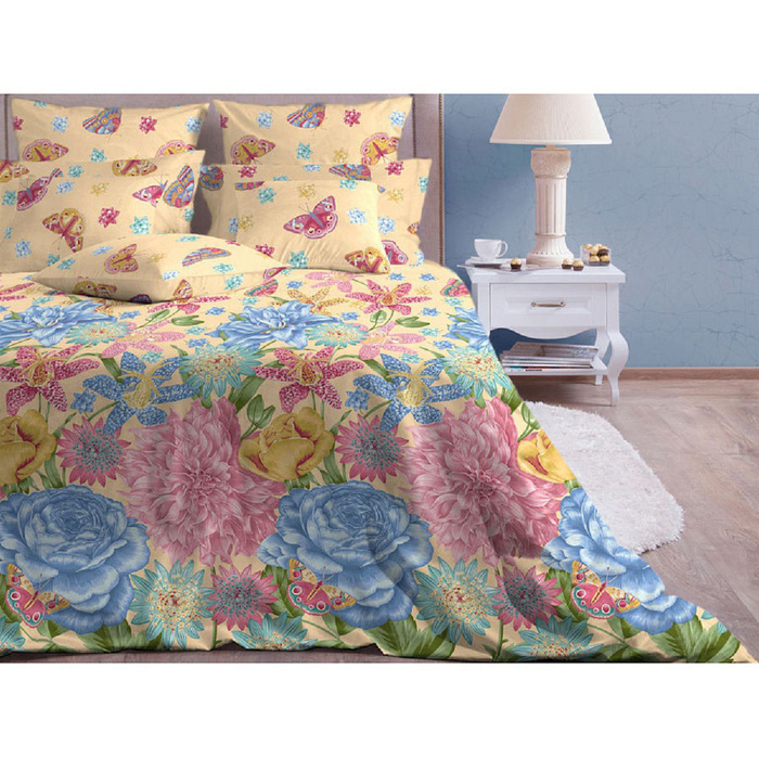 КПБ "Венесуэла беж" 1,5 сп, 156х220 см, 140х205 см, 70х70 см-2 шт., бязь 145 г/м2