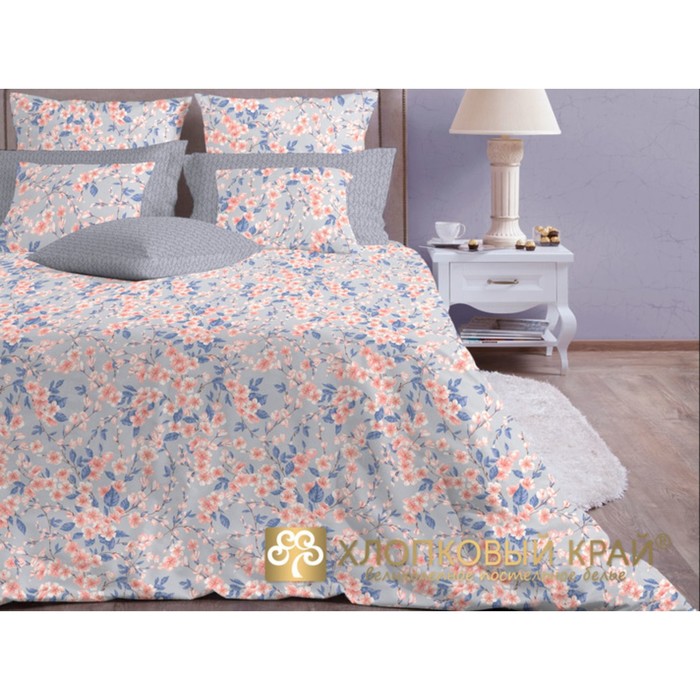 КПБ "Сакура грей" 1,5 сп, 156х220 см, 140х205 см, 70х70 см-2 шт., бязь 145 г/м2