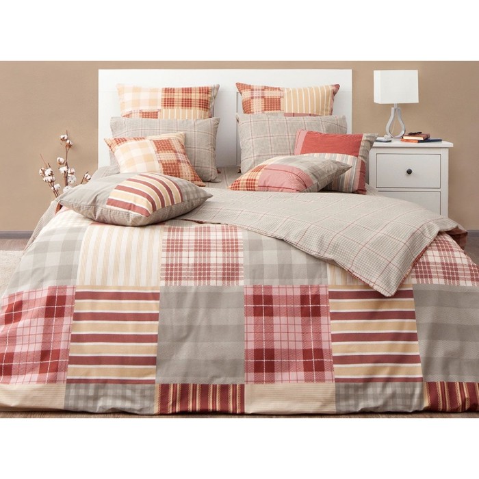 КПБ "Манчестер бордо" дуэт, 220х240 см, 140х205 см-2 шт., 70х70 см-2 шт., бязь 145 г/м2