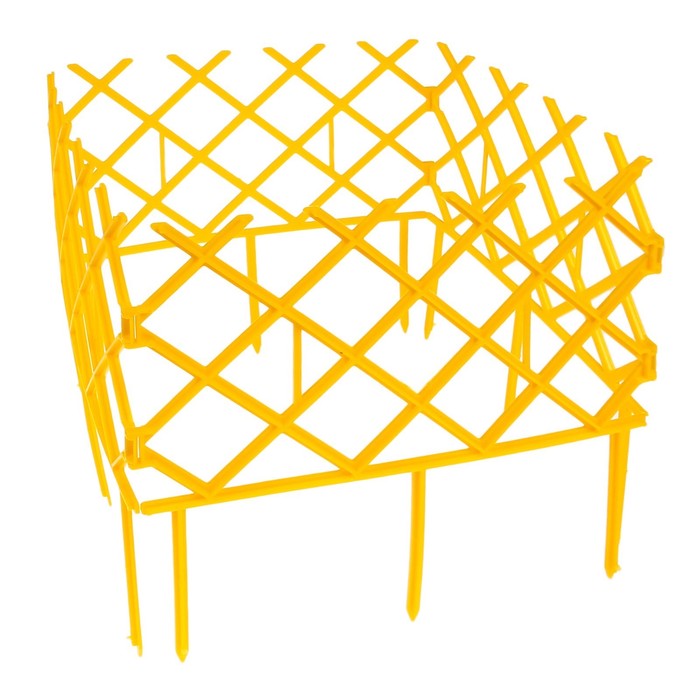 Ограждение декоративное, 30 х 288 см, 9 секций, пластик, жёлтое, «Полисад»