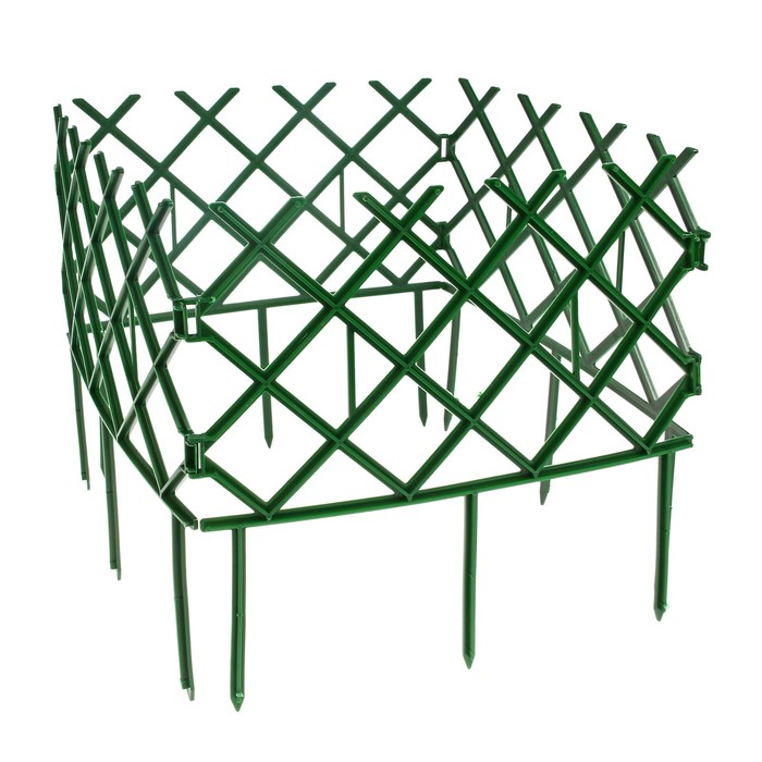 Ограждение декоративное, 30 х 288 см, 9 секций, пластик, зелёное, «Полисад»