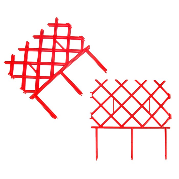 Ограждение декоративное, 30 х 288 см, 9 секций, пластик, красное, «Полисад»