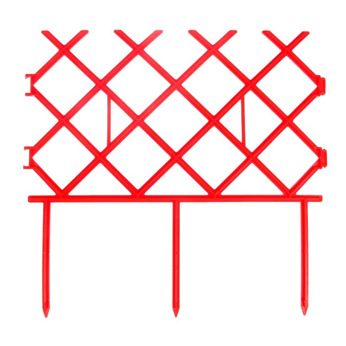 Ограждение декоративное, 30 х 288 см, 9 секций, пластик, красное, «Полисад»