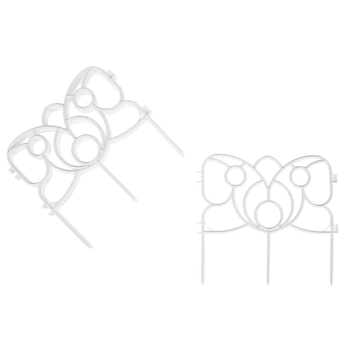 Ограждение декоративное, 30 х 288 см, 9 секций, пластик, белое, «Бабочка»