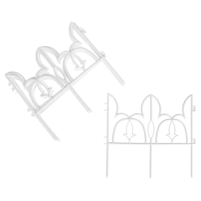 Ограждение декоративное, 30 х 288 см, 9 секций, пластик, белое, «Лилия»