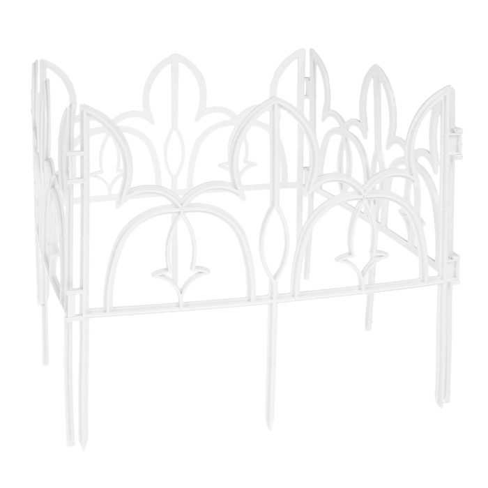 Ограждение декоративное, 30 х 288 см, 9 секций, пластик, белое, «Лилия»