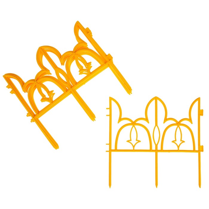 Ограждение декоративное, 30 х 288 см, 9 секций, пластик, жёлтое, «Лилия»