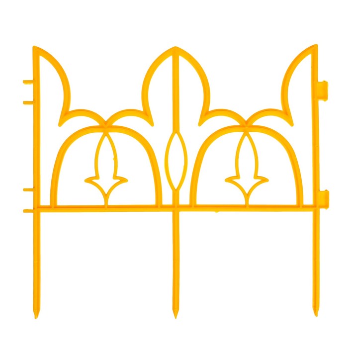 Ограждение декоративное, 30 х 288 см, 9 секций, пластик, жёлтое, «Лилия»