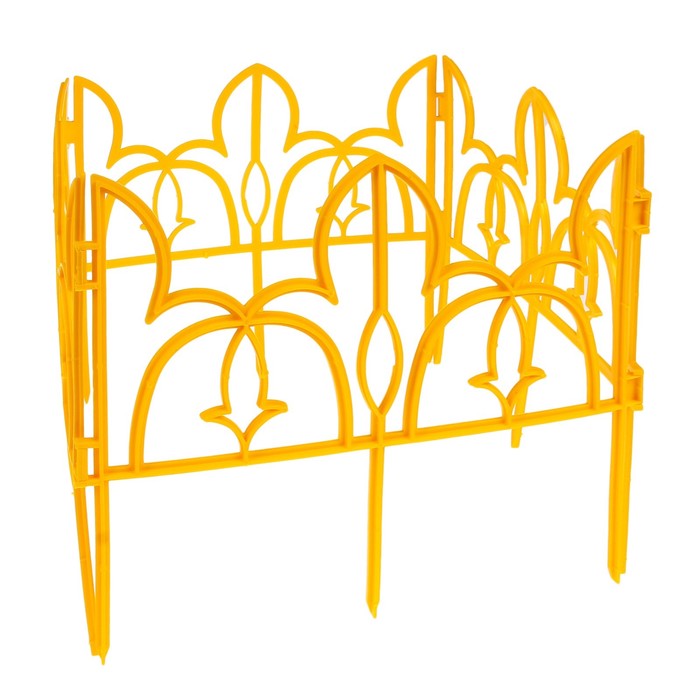 Ограждение декоративное, 30 х 288 см, 9 секций, пластик, жёлтое, «Лилия»