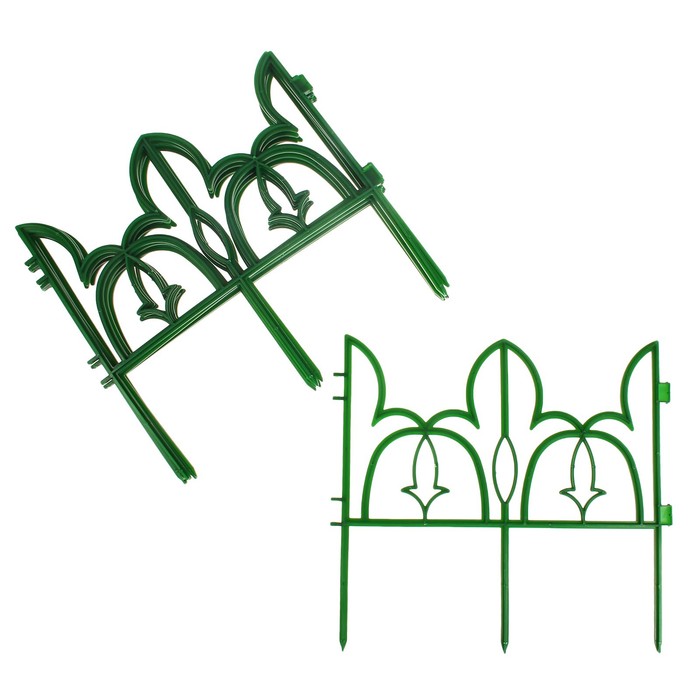 Ограждение декоративное, 30 х 288 см, 9 секций, пластик, зелёное, «Лилия»