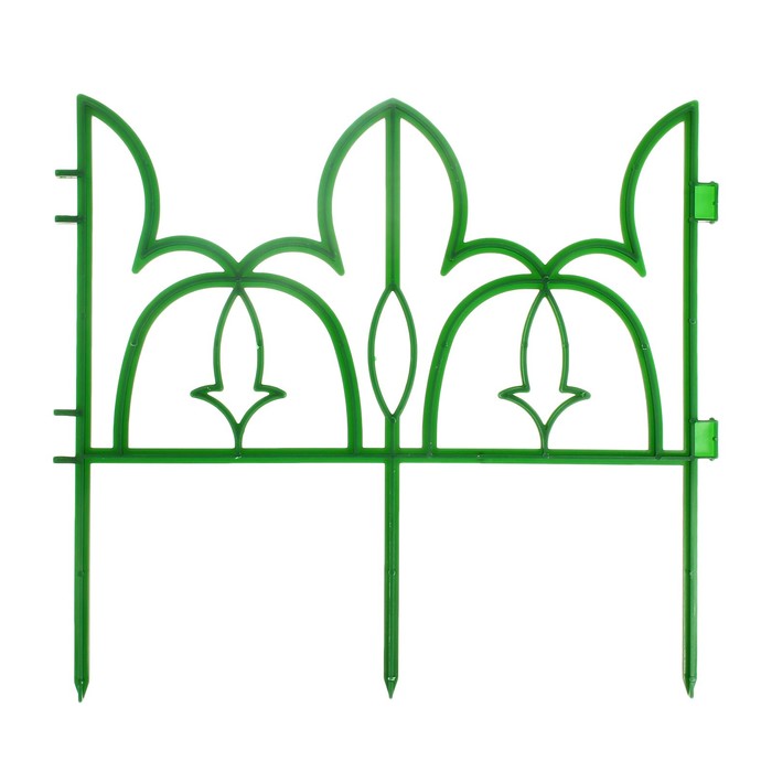Ограждение декоративное, 30 х 288 см, 9 секций, пластик, зелёное, «Лилия»