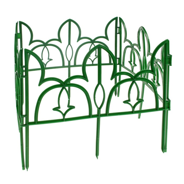 Ограждение декоративное, 30 х 288 см, 9 секций, пластик, зелёное, «Лилия»