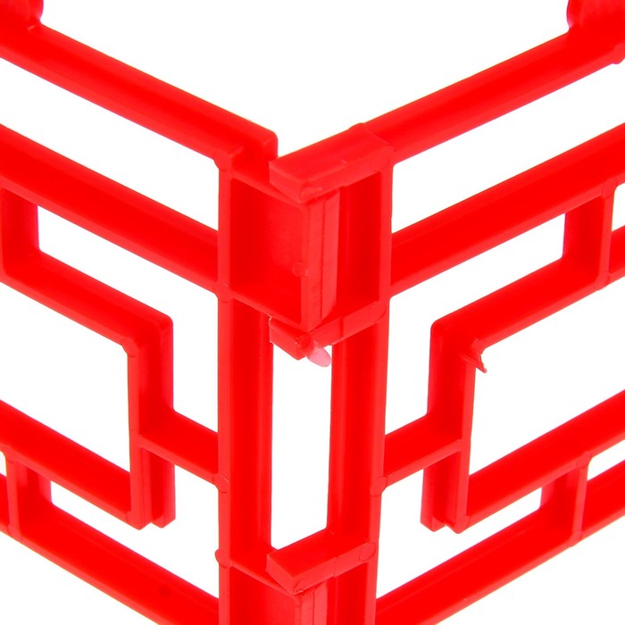 Ограждение декоративное, 30 х 288 см, 9 секций, пластик, красное, «Дворики»