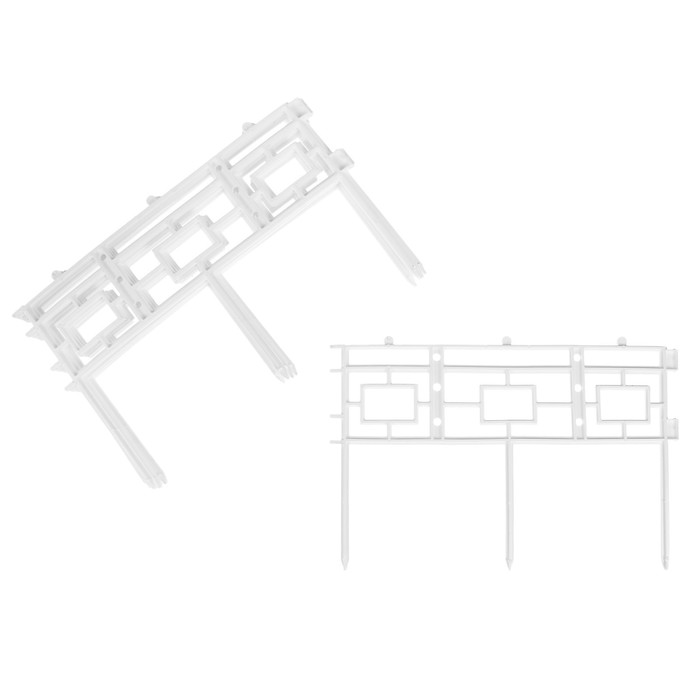 Ограждение декоративное, 21 х 288 см, 9 секций, пластик, белое, «Квадро»