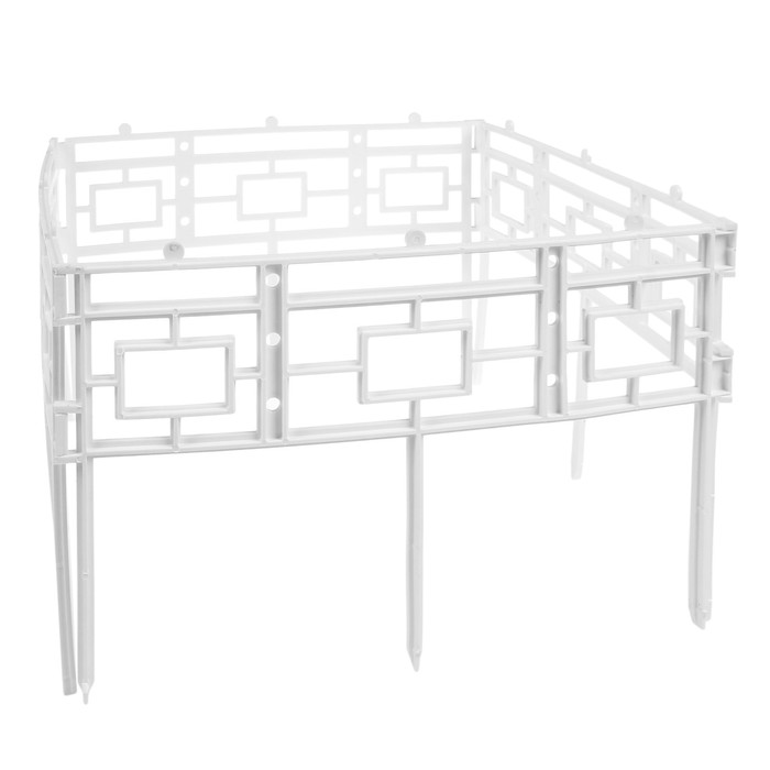 Ограждение декоративное, 21 х 288 см, 9 секций, пластик, белое, «Квадро»