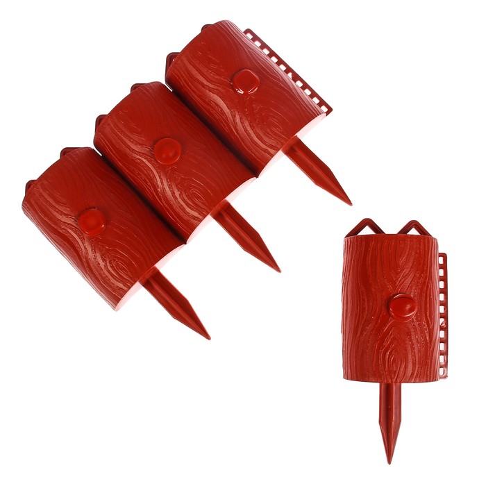 Ограждение декоративное, 25 х 300 см, 30 секций, пластик, терракотовое, «Ажурный цветник»