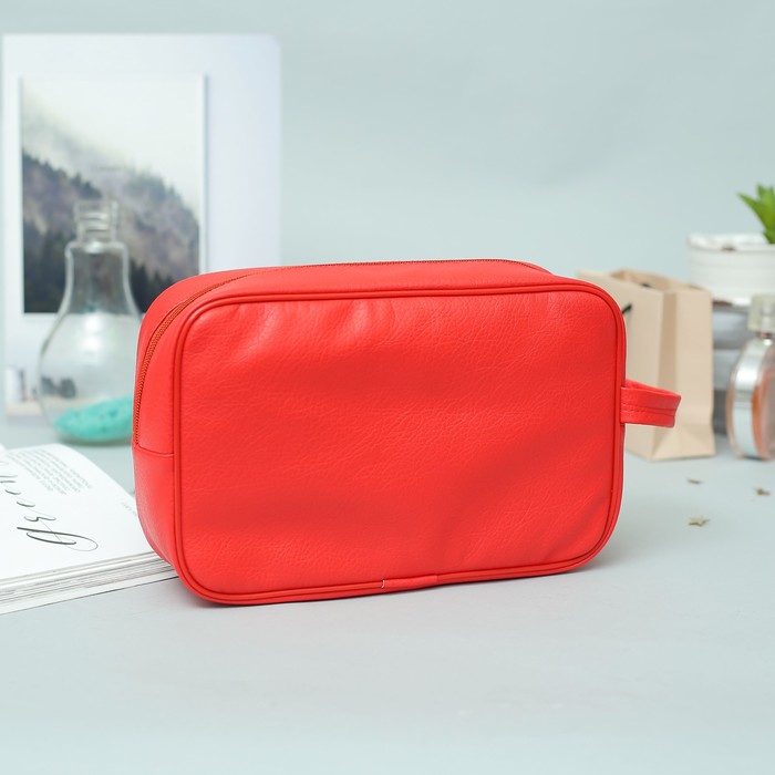 Косметичка дорожная, отдел на молнии, наружный карман, цвет красный