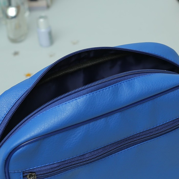 Косметичка дорожная, отдел на молнии, наружный карман, цвет синий