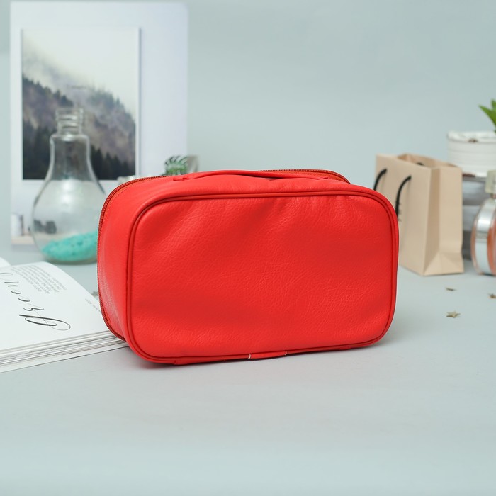 Косметичка дорожная, отдел на молнии, наружный карман, цвет красный