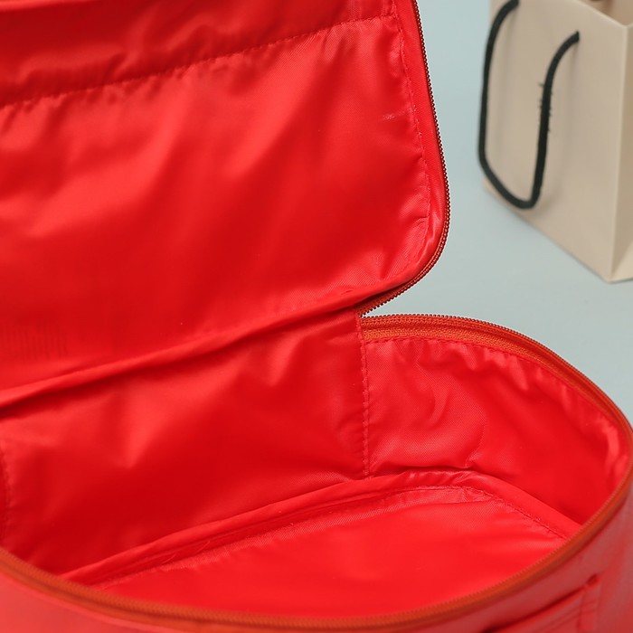 Косметичка дорожная, отдел на молнии, наружный карман, цвет красный