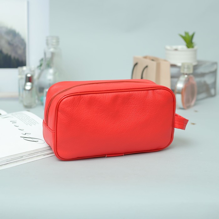Косметичка дорожная, отдел на молнии, наружный карман, цвет красный