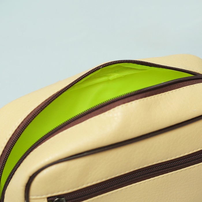 Косметичка дорожная, отдел на молнии, наружный карман, цвет кремовый