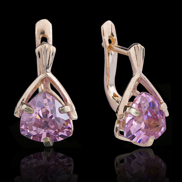 Серьги бижар "Гаянэ", цвет розовый в золоте