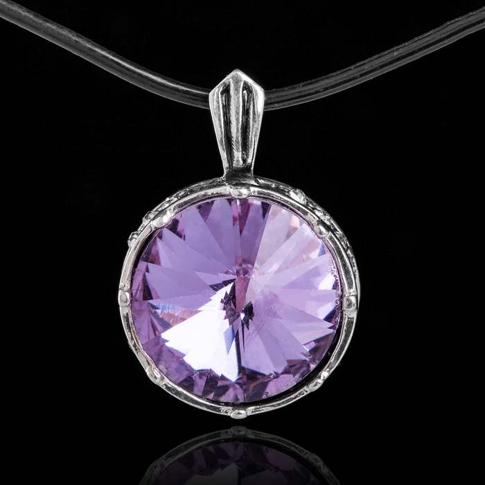 Кулон бижар "Ямайка", цвет сиреневый в чернёном серебре