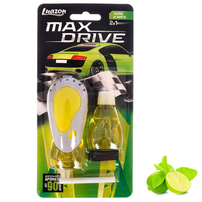 Ароматизатор в дефлектор 2 в 1 "Max Drive", лайм и мята"