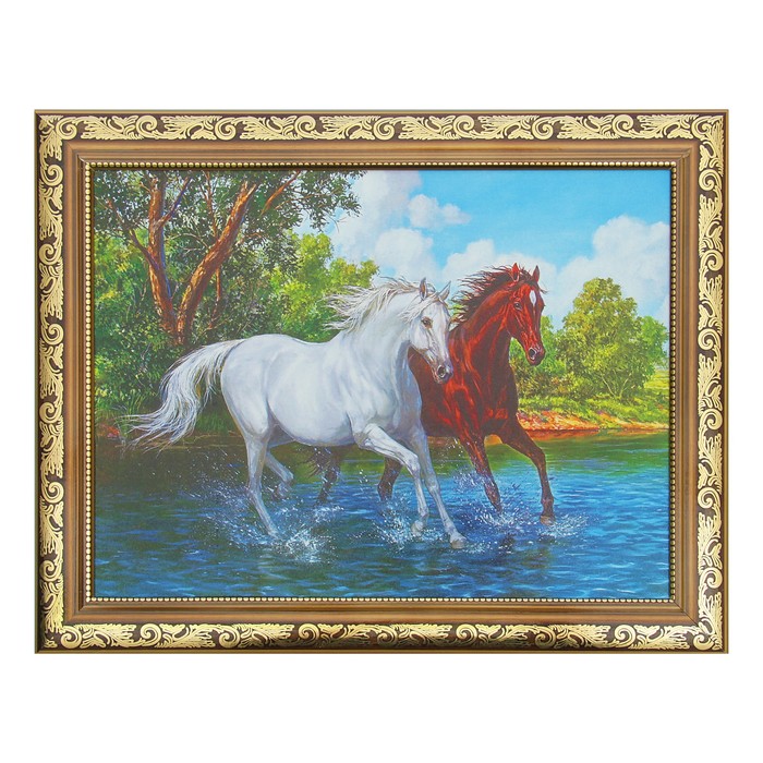 Картина "Белый и коричневый" 37*47 см