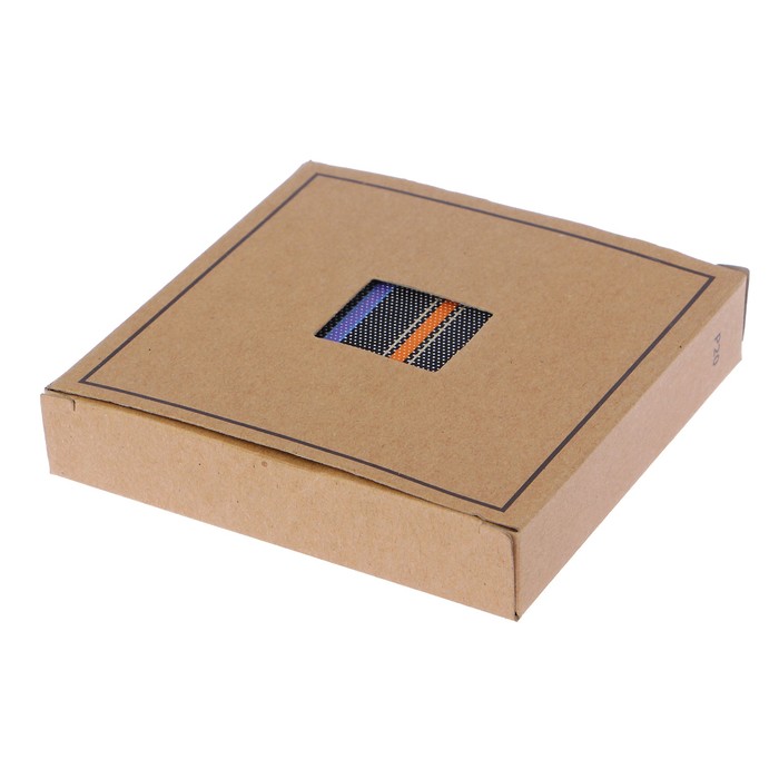 портсигар квадрат, в продольную полоску, текстиль+металл, 9*10 см