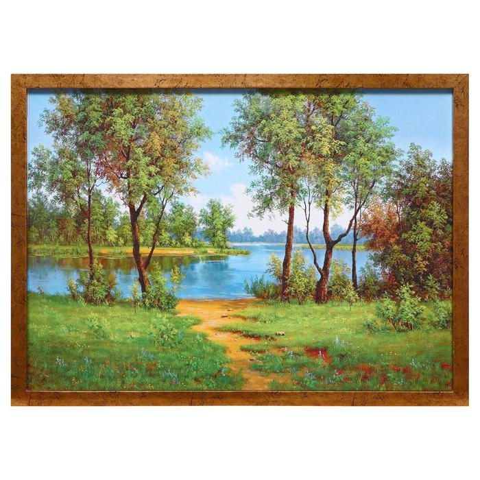 Картина Тишина в лесу 56*76 см картина лебеди под цветами сакуры 56 76 см